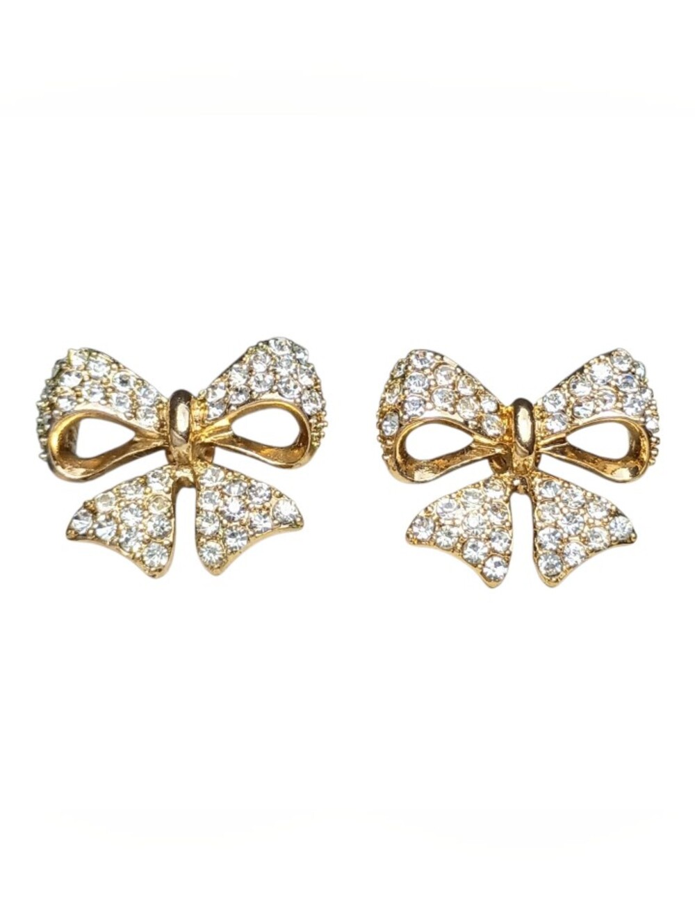 Ted Baker Gold Tone Crystal Bow Stud Earrings LNC